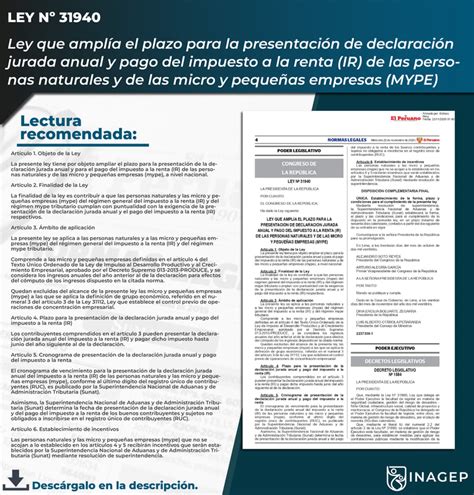 Ley que amplía el plazo para la presentación de declaración jurada