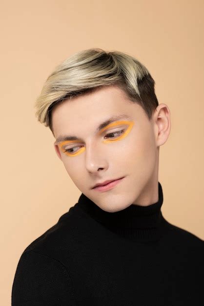 Free Photo Blonde Man Wearing Make Up