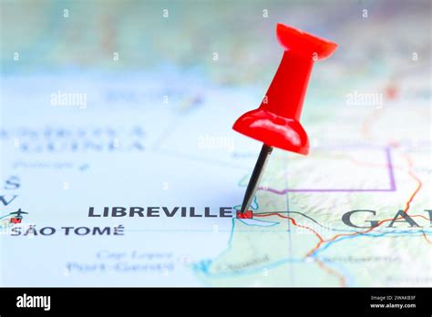 Libreville, Gabon pin on map Stock Photo - Alamy