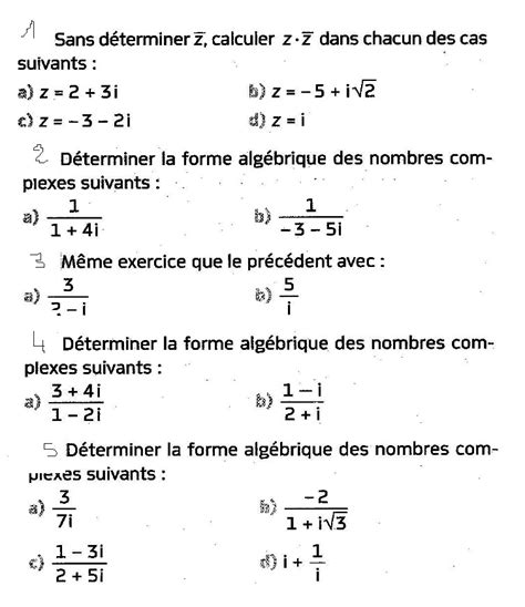 Exercices Forme Algébrique De L’inverse Et Quotient Mathbox Fr