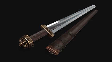 3d Model Lowpoly Medieval Carolingian Sword Vr Ar Low Poly Cgtrader