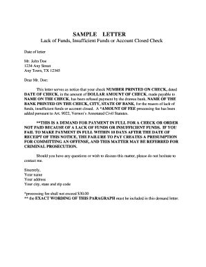 Nsf Letter Fill Online Printable Fillable Blank PdfFiller