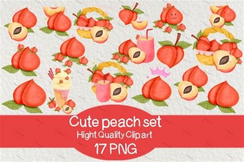 Cute Peach Setclip Art Peach Graphic By Pepeach · Creative Fabrica