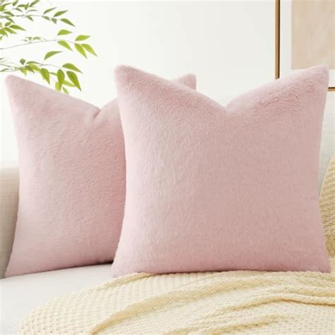 Wlnui Set Of 2 Pink Fluffy Pillow Covers New Luxury Series