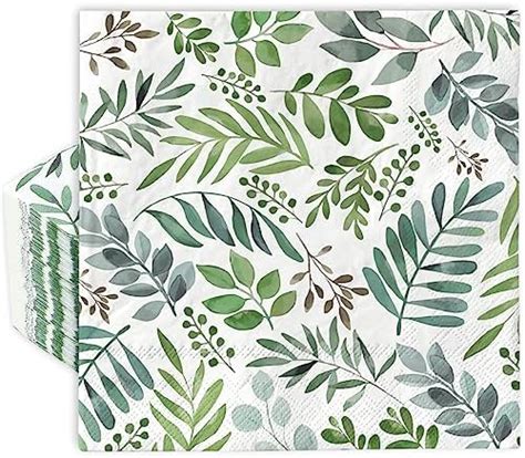 سعر AnyDesign 80 Pack Eucalyptus Leaves Paper Napkins Greenery