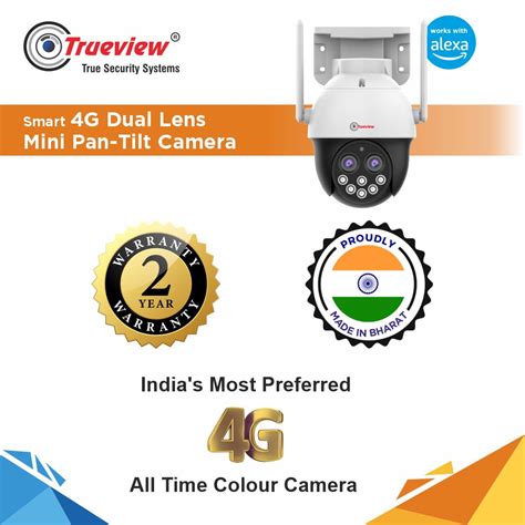 Trueview 4MP Smart CCTV Dual Lens 4G Sim Based Pan Tilt 10X Combined