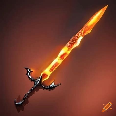 Image Of A Fiery Mythical Sword With An Orange Topaz Blade On Craiyon