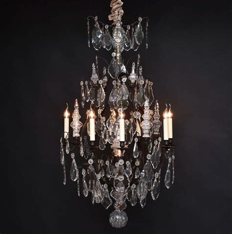 Proantic Grand Lustre Cage En Bronze Et Cristal De Baccarat Louis XV