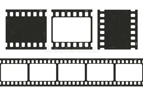 Old Retro Movie Film Strip Set With Grunge Texture Isolated On White