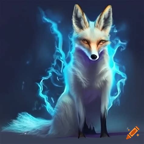 Digital Art Of A Glowing Nine Tailed Fox On Craiyon