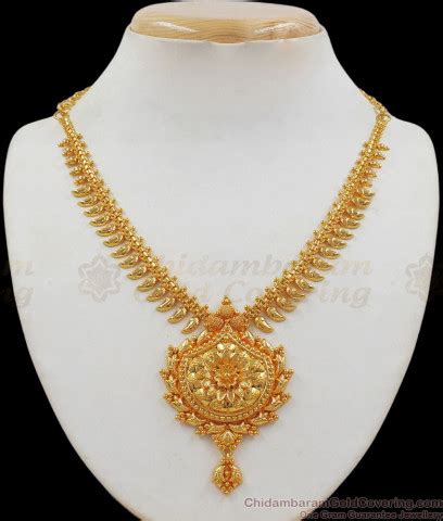 Grand Bridal Design Gold Plated Net Pattern Big Dollar Kerala Necklace