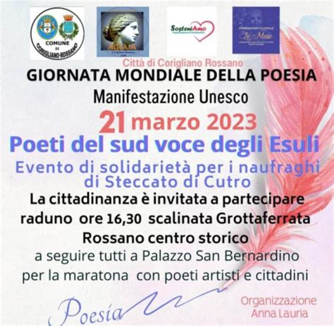 La Poetessa Anna Lauria Invita Alla Celebrazione Della Giornata