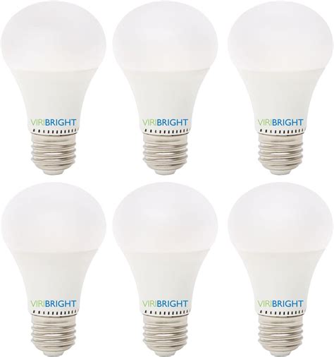 Viribright 60 Watt Replacement Led Light Bulb 6 Pack A19 Cool White E26 Edison Base