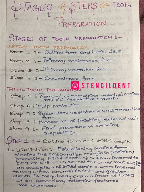 STAGES AND STEPS IN TOOTH PREPARATION