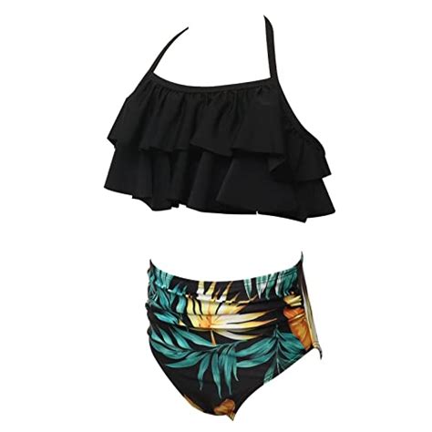 hahuha Maillots de bain pour filles de 10 à 12 ans à volants bikini