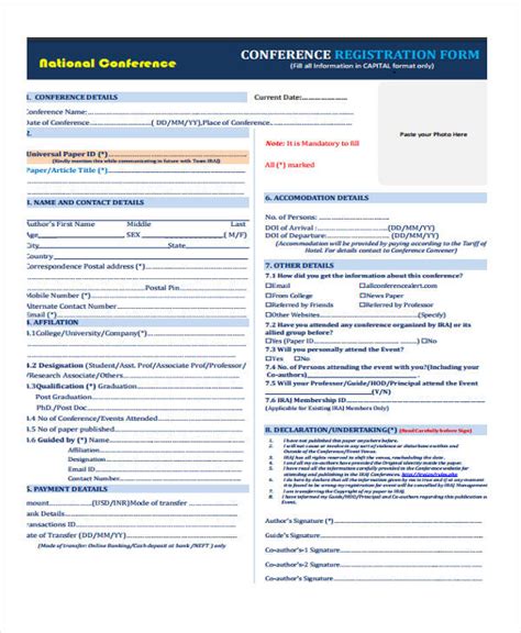 FREE 21 Conference Registration Form In PDF MS Word Excel