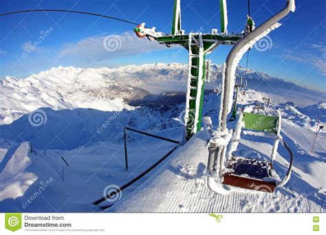 Chairlift In The Ski Resort Stock Image Image Of Chairlift Aerial