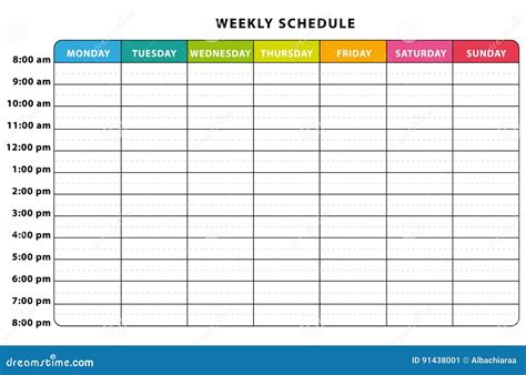 imágenes comunes del Horario Semanal - los derechos de la transferencia ...