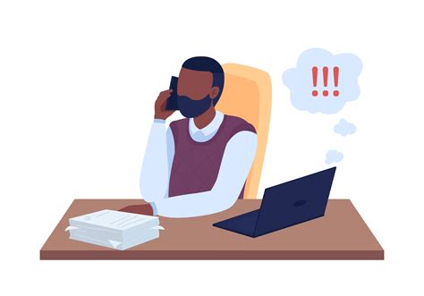 Man Distracted From Work Semi Flat Color Vector Character Sitting