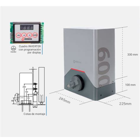 Motor Puerta Corredera Hasta 1 000 Kg Erreka Rino Kit Completo