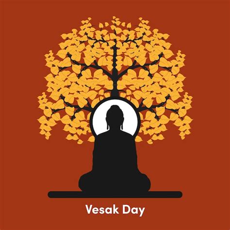 Feliz D A De Vesak Buda Bajo La Ilustraci N Del Rbol Bodhi Vector