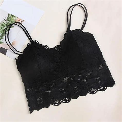 Hot Sell Breathable Lining Women Girls Lace Spaghetti Strap Bra Tube Wrap Camisole Underwear