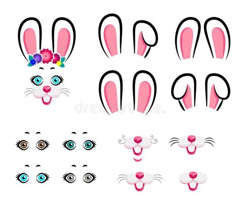 Easter Bunny Face Maker Easter Bunny Creator Cartoon Vector Illustration Stock Vector