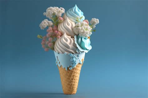 Premium Photo Flowers In Ice Cream Cone On