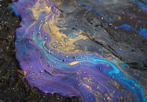 Abstract Oil Slick Swirls With Blue And Gold Stock Illustration