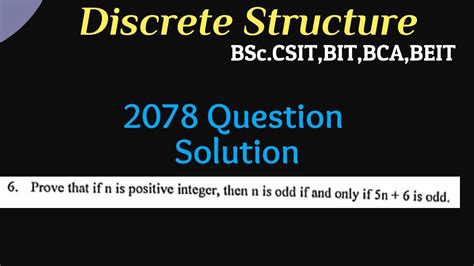 Prove That If N Is Positive Integer Then N Is Odd If And Only If 5n 6