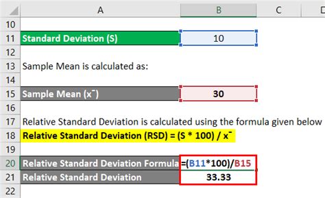 Relative Standard Deviation Formula Rsd Calculator Excel Template