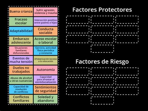 Factores Protectores Y De Riesgo Ordenar Por Grupo