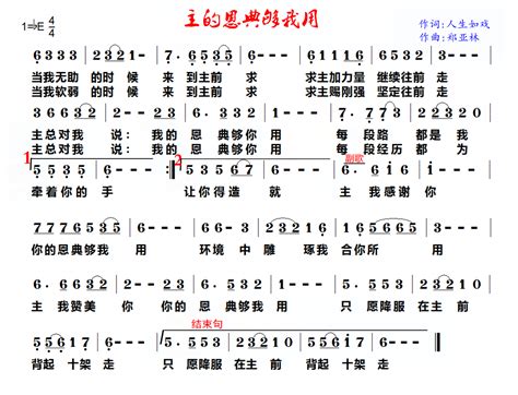 歌谱 主的恩典够我用 简谱 空中相遇