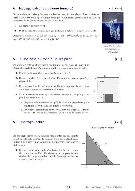 Statique Des Fluides Exercices Alloschool