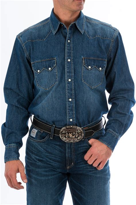 Cinch Jeans Mens Denim Western Snap Shirt