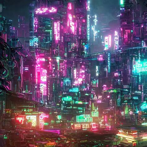 Neon Cyberpunk Dystopian City