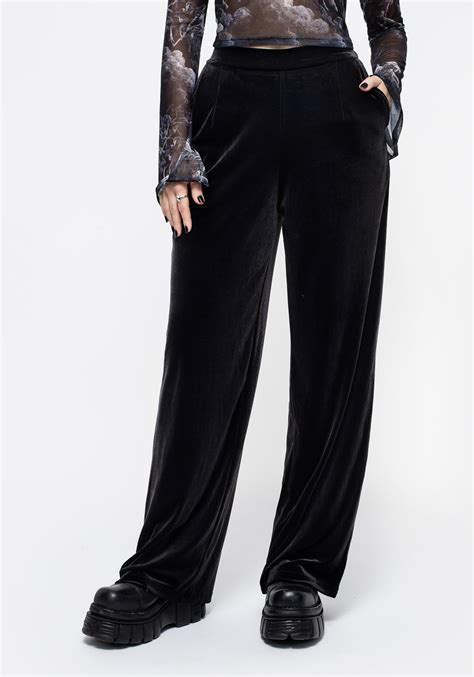 Valeria Velour Wide Leg Trousers Disturbia