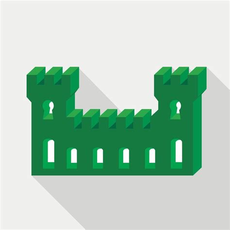 Green Ancient Fortress Icon Flat Style 15040449 Vector Art At Vecteezy