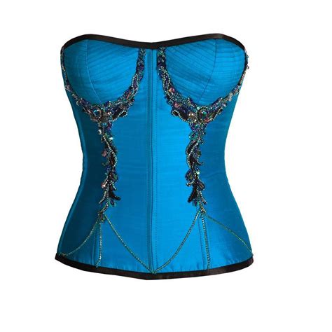 Ivan Turquoise Satin Overbust Couture Corset Corsets Queen Eu