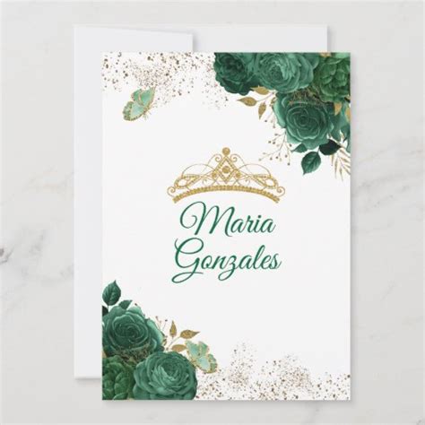 Emerald Green Mexican Quincea Era Butterfly Invitation Zazzle