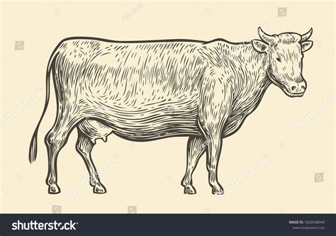 Cow Hand Drawn Sketch Vintage Vector Stock Vector Royalty Free