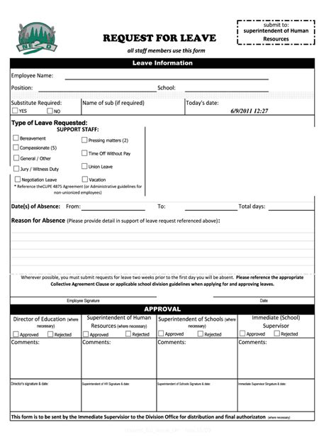 Fillable Online Eln Nesd Request For Leave Form Request For Leave Form