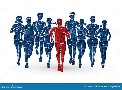 Marathon Runners Group Of People Running Men And Women Running