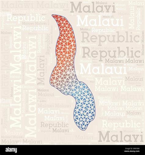 MALAWI Map Design Country Names In Different Languages And Map Shape