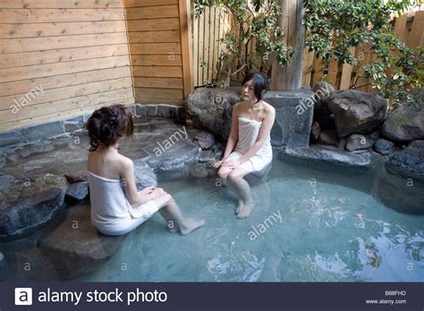 Hot Spring Concept Open Air Hot Spring Woman People Beppu Oita Kyushu Stock Photo Royalty Free
