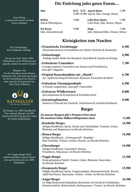 Speisekarte Ratskeller Biebrich In Wiesbaden Thefork