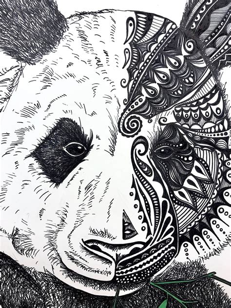 Panda Print, Zentangle Art, Panda Gift, Art Prints, Panda Art, Wall Art, Panda Decor, Zentangle ...