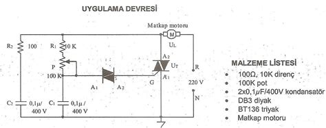 Triyak ile AC Motor Hız Kontol Devresi Elektronik Projeler Matkap