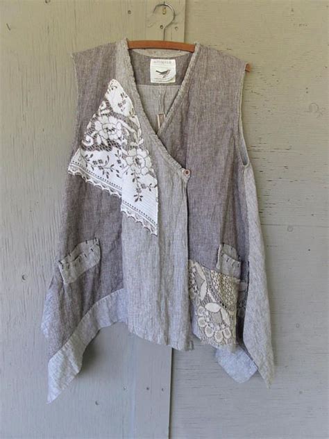 Upcycled Linen Lace Clothing Boho Romantic Lagenlook Tunic Lace