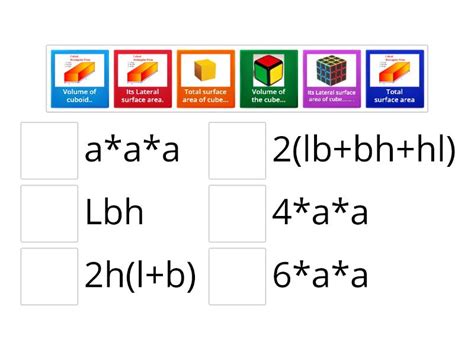 Formulas of cube and cuboid - Match up